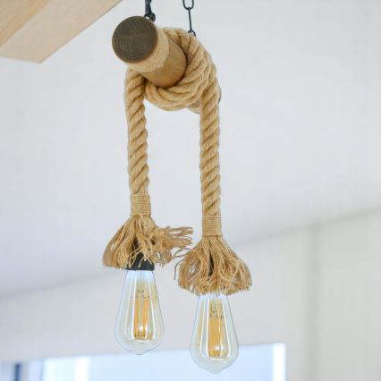 Brilagi - Hanglamp aan een ketting KOS 2xE27/60W/230V beuken