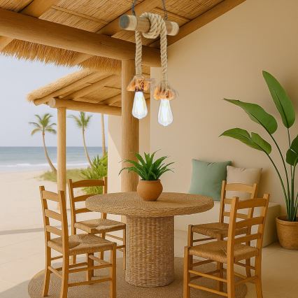 Brilagi - Hanglamp aan een ketting KOS 2xE27/60W/230V beuken