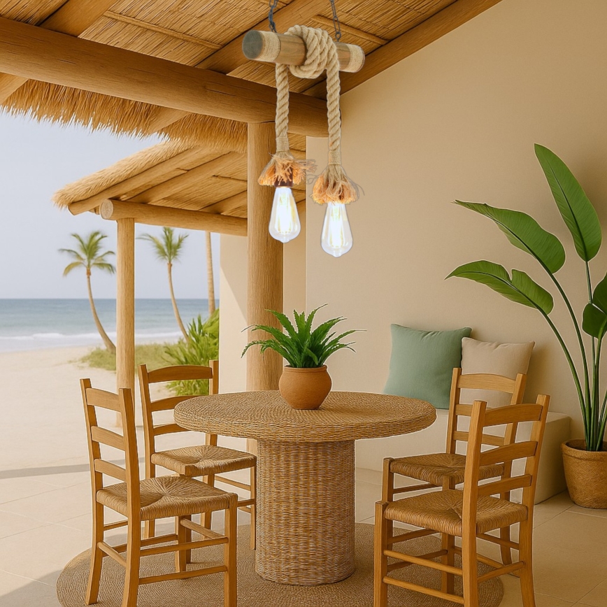 Brilagi - Hanglamp aan een ketting KOS 2xE27/60W/230V beuken