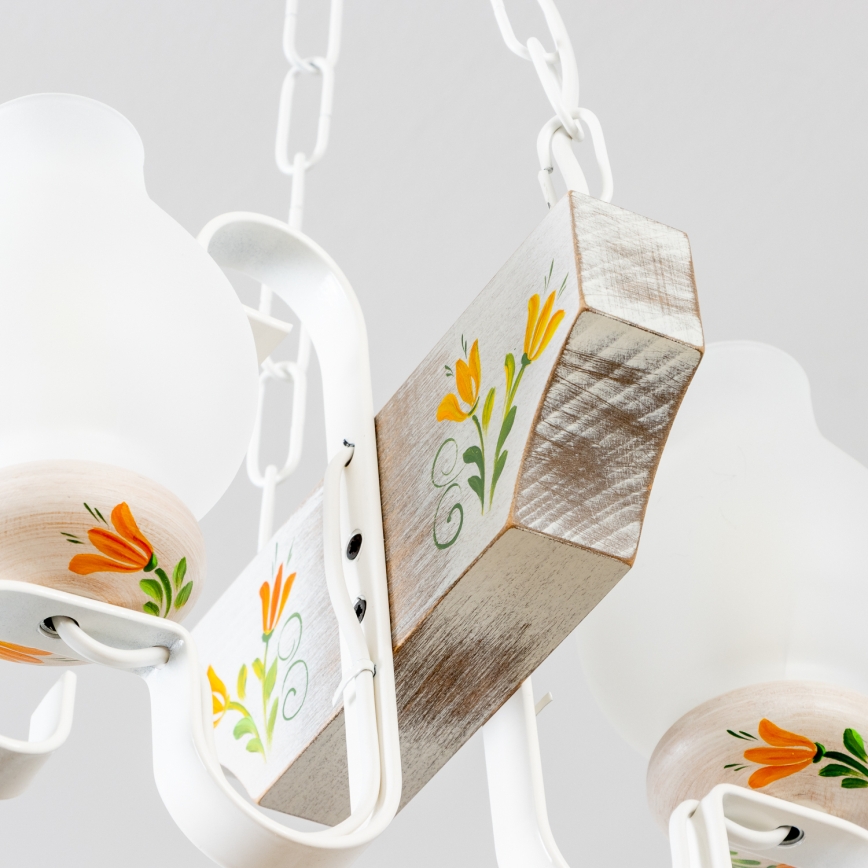 Brilagi - Hanglamp aan een ketting QUEEN 2xE14/40W/230V beuken/crème