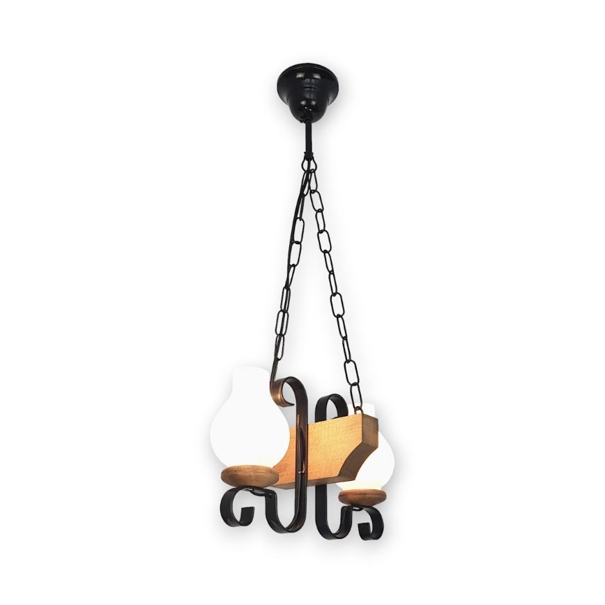 Brilagi - Hanglamp aan een ketting QUEEN 2xE14/40W/230V beuken