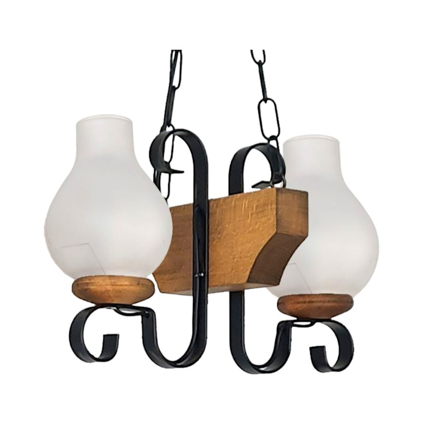 Brilagi - Hanglamp aan een ketting QUEEN 2xE14/40W/230V beuken