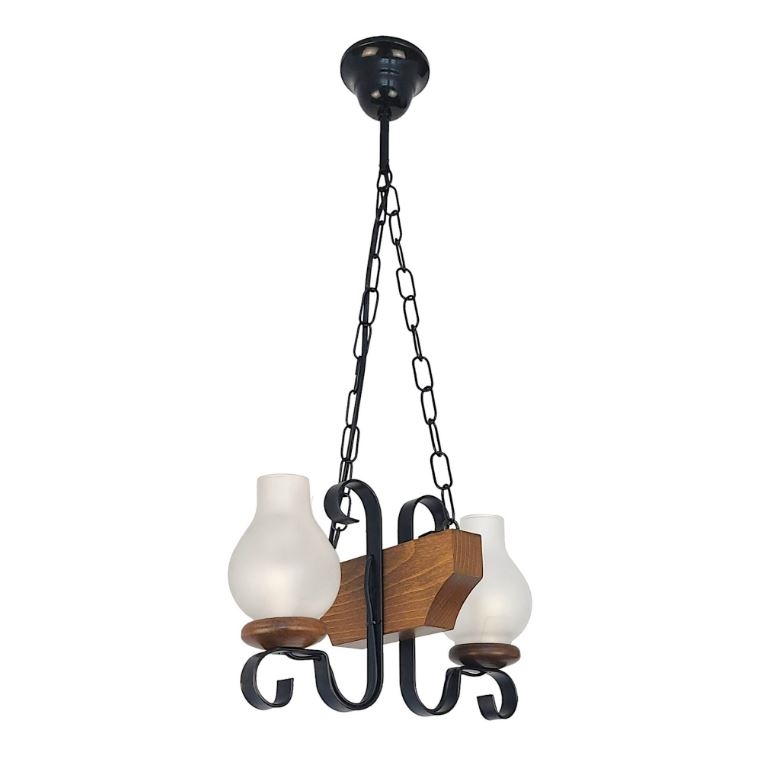Brilagi - Hanglamp aan een ketting QUEEN 2xE14/40W/230V beuken/walnoot