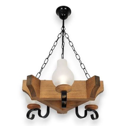 Brilagi - Hanglamp aan een ketting QUEEN 3xE14/40W/230V beuken