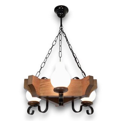 Brilagi - Hanglamp aan een ketting QUEEN 3xE14/40W/230V beuken/walnoot