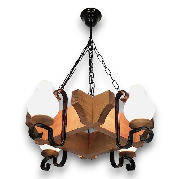 Brilagi - Hanglamp aan een ketting QUEEN 4xE14/40W/230V beuken