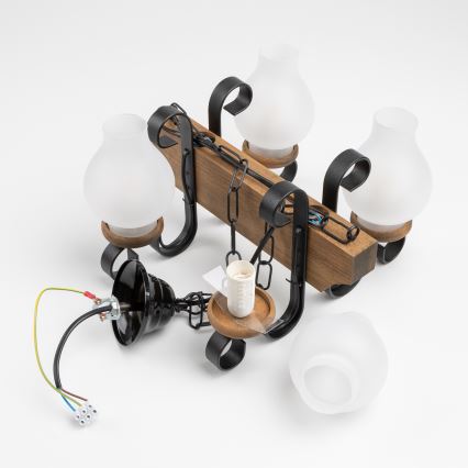 Brilagi - Hanglamp aan een ketting QUEEN 4xE14/40W/230V beuken