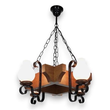 Brilagi - Hanglamp aan een ketting QUEEN 4xE14/40W/230V beuken/walnoot