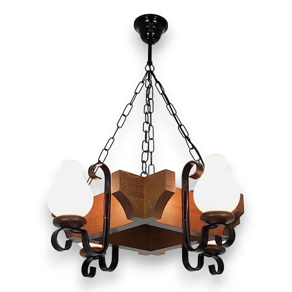 Brilagi - Hanglamp aan een ketting QUEEN 4xE14/40W/230V beuken/walnoot