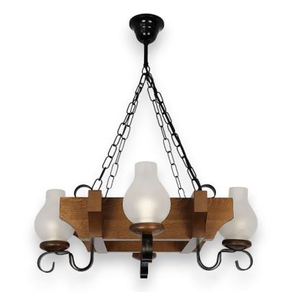 Brilagi - Hanglamp aan een ketting QUEEN 4xE14/40W/230V beuken/walnoot