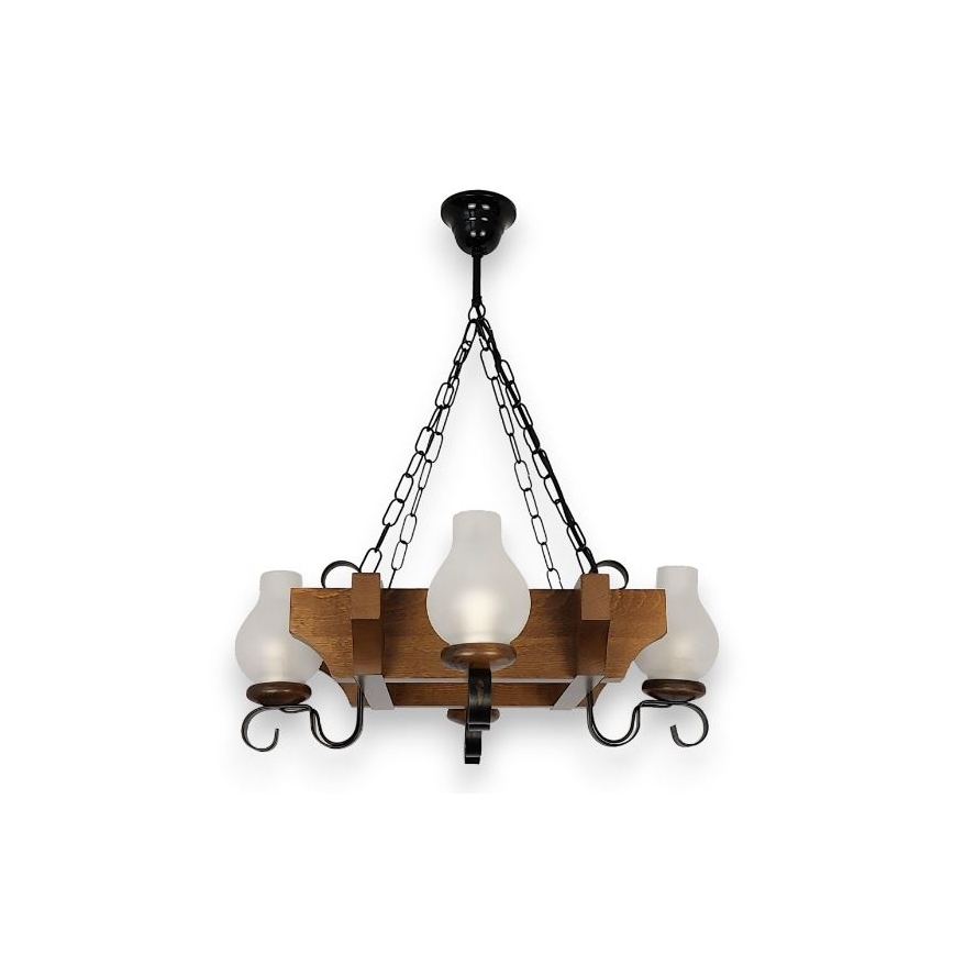 Brilagi - Hanglamp aan een ketting QUEEN 4xE14/40W/230V beuken/walnoot
