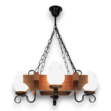 Brilagi - Hanglamp aan een ketting QUEEN 4xE14/40W/230V beuken/walnoot