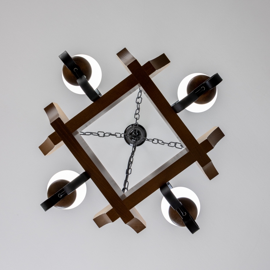 Brilagi - Hanglamp aan een ketting QUEEN 4xE14/40W/230V beuken/walnoot