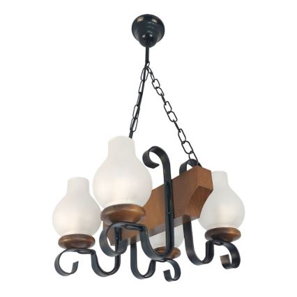 Brilagi - Hanglamp aan een ketting QUEEN 4xE14/40W/230V beuken/walnoot