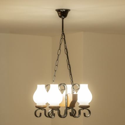 Brilagi - Hanglamp aan een ketting QUEEN 4xE14/40W/230V beuken/walnoot