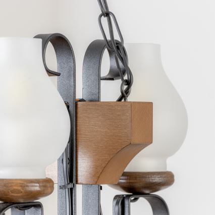 Brilagi - Hanglamp aan een ketting QUEEN 4xE14/40W/230V beuken/walnoot