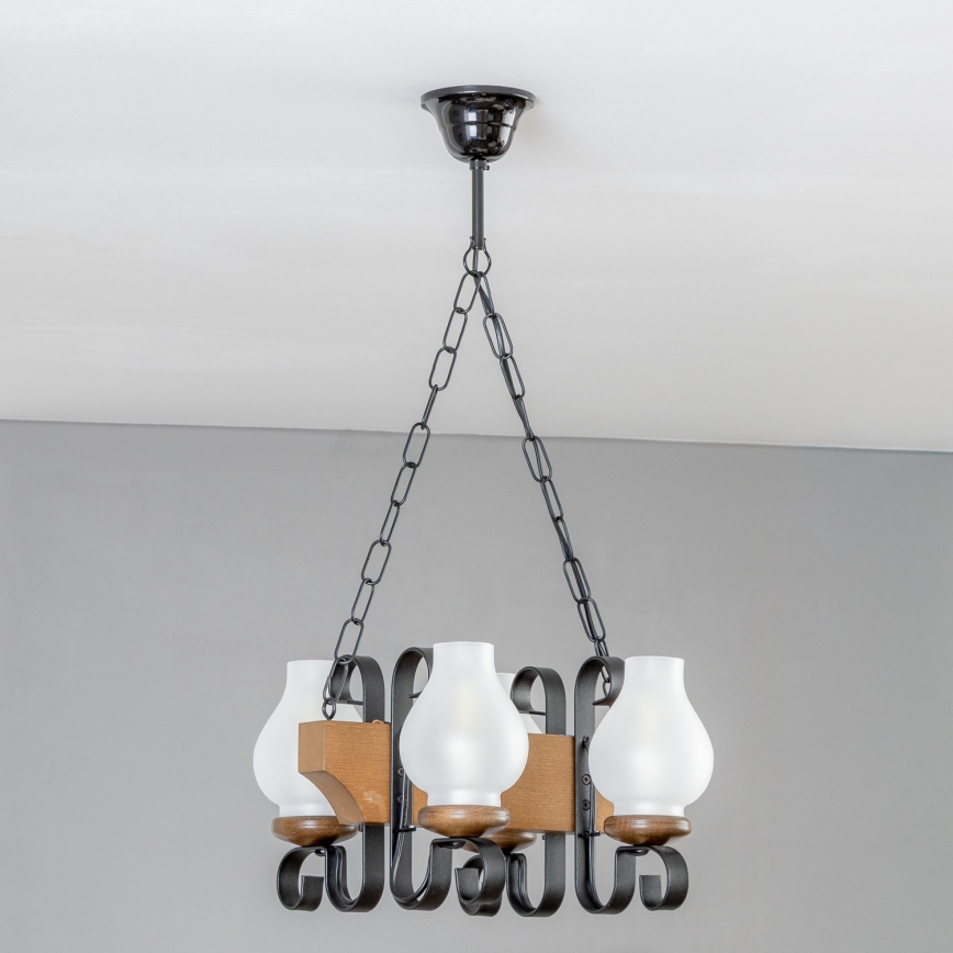 Brilagi - Hanglamp aan een ketting QUEEN 4xE14/40W/230V beuken/walnoot