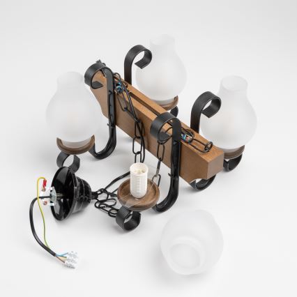 Brilagi - Hanglamp aan een ketting QUEEN 4xE14/40W/230V beuken/walnoot