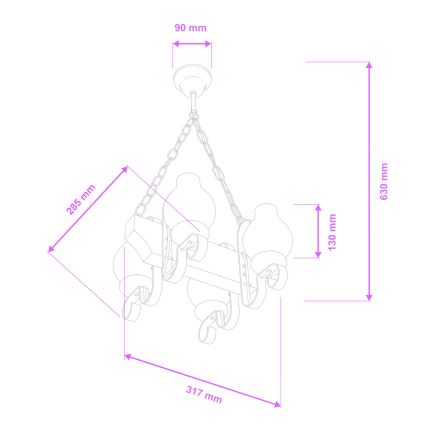 Brilagi - Hanglamp aan een ketting QUEEN 4xE14/40W/230V beuken/walnoot