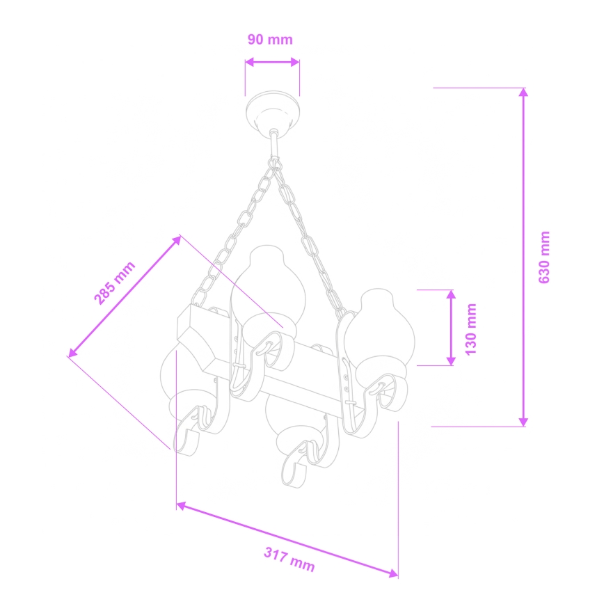 Brilagi - Hanglamp aan een ketting QUEEN 4xE14/40W/230V beuken/walnoot