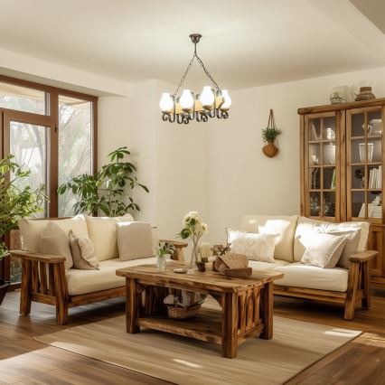 Brilagi - Hanglamp aan een ketting QUEEN 6xE14/40W/230V beuken