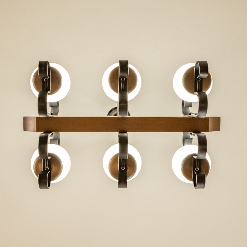 Brilagi - Hanglamp aan een ketting QUEEN 6xE14/40W/230V beuken/walnoot