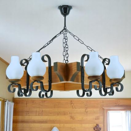 Brilagi - Hanglamp aan een ketting QUEEN 8xE14/40W/230V beuken