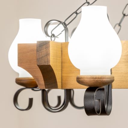 Brilagi - Hanglamp aan een ketting QUEEN 8xE14/40W/230V beuken