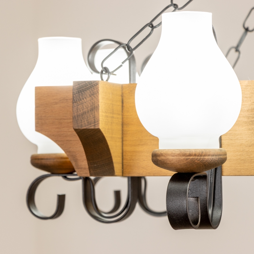 Brilagi - Hanglamp aan een ketting QUEEN 8xE14/40W/230V beuken