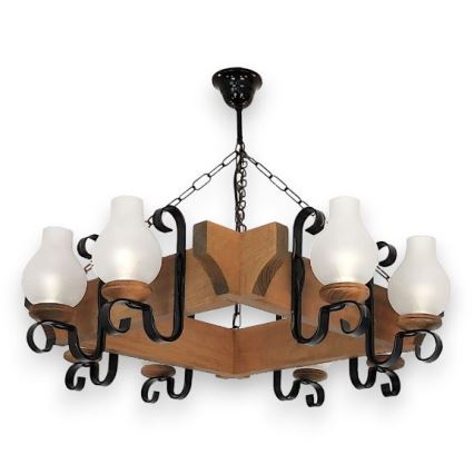 Brilagi - Hanglamp aan een ketting QUEEN 8xE14/40W/230V beuken