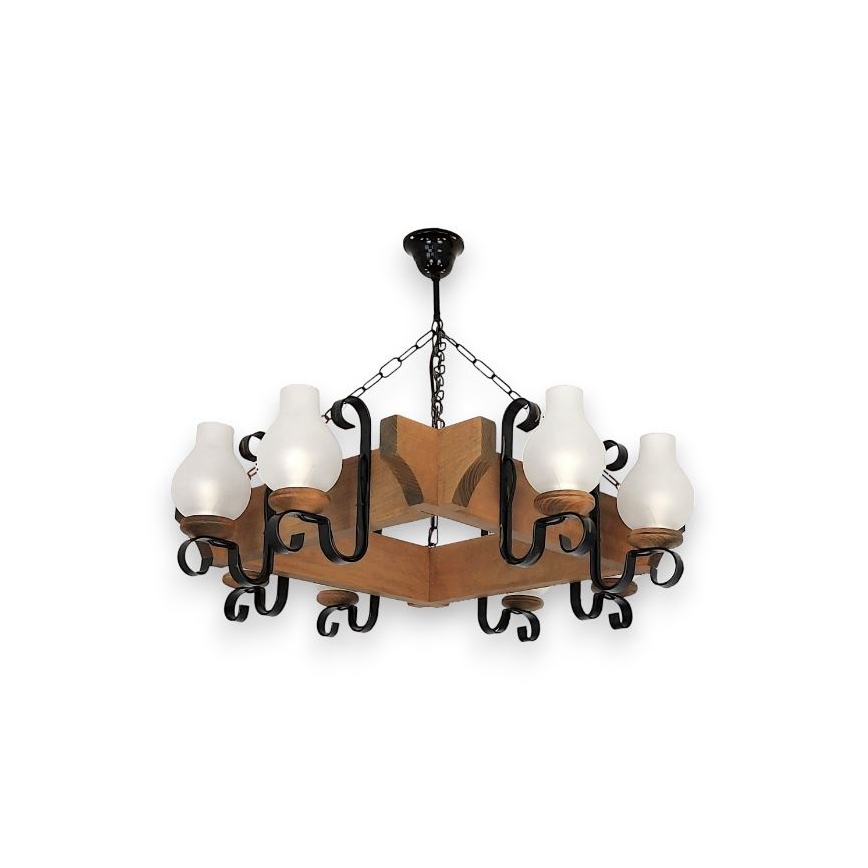 Brilagi - Hanglamp aan een ketting QUEEN 8xE14/40W/230V beuken