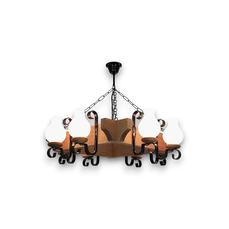 Brilagi - Hanglamp aan een ketting QUEEN 8xE14/40W/230V beuken