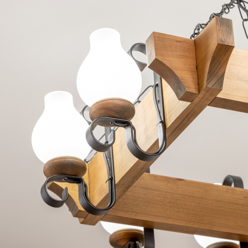 Brilagi - Hanglamp aan een ketting QUEEN 8xE14/40W/230V beuken