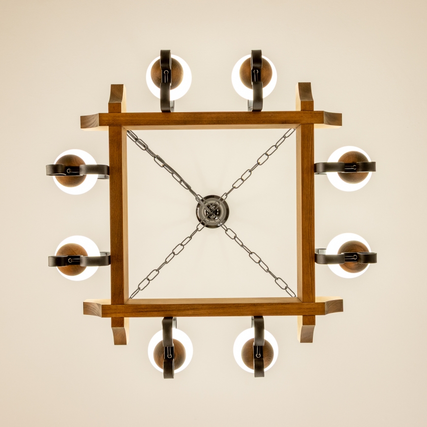 Brilagi - Hanglamp aan een ketting QUEEN 8xE14/40W/230V beuken