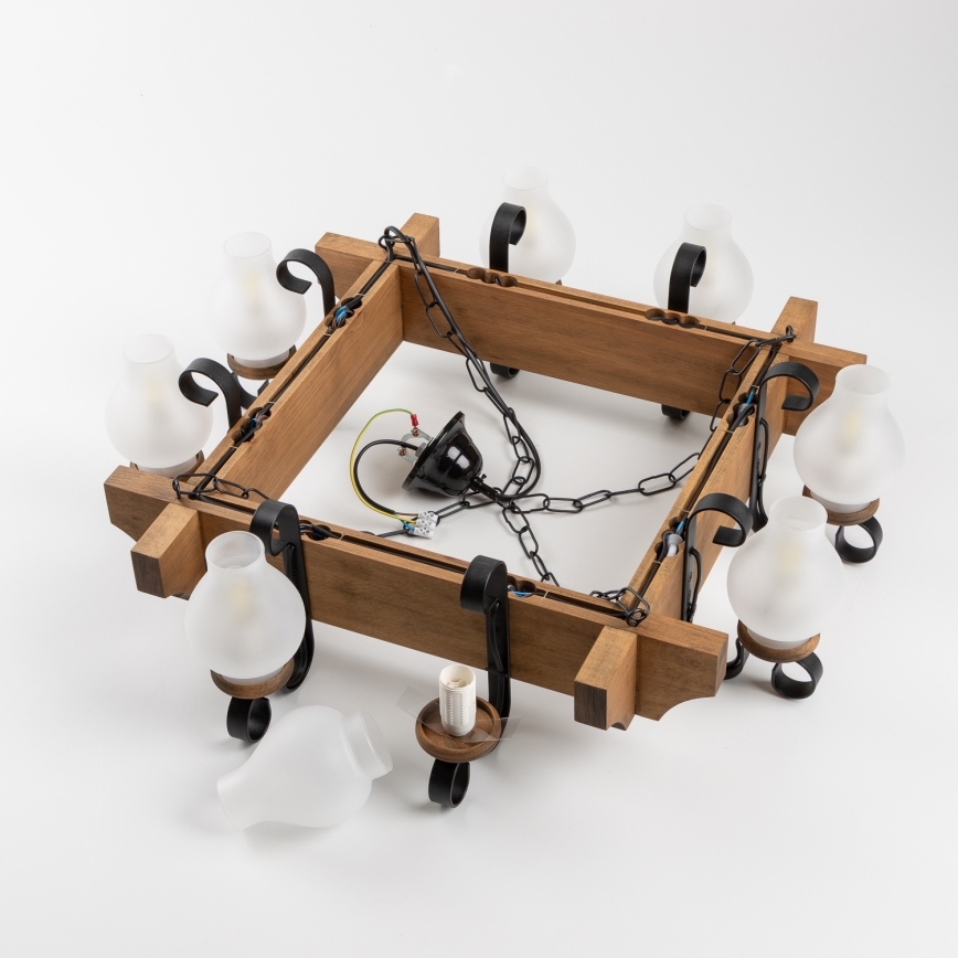 Brilagi - Hanglamp aan een ketting QUEEN 8xE14/40W/230V beuken