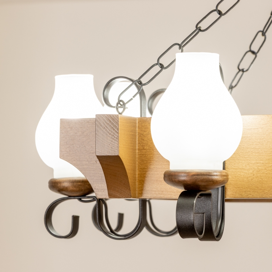 Brilagi - Hanglamp aan een ketting QUEEN 8xE14/40W/230V beuken/walnoot