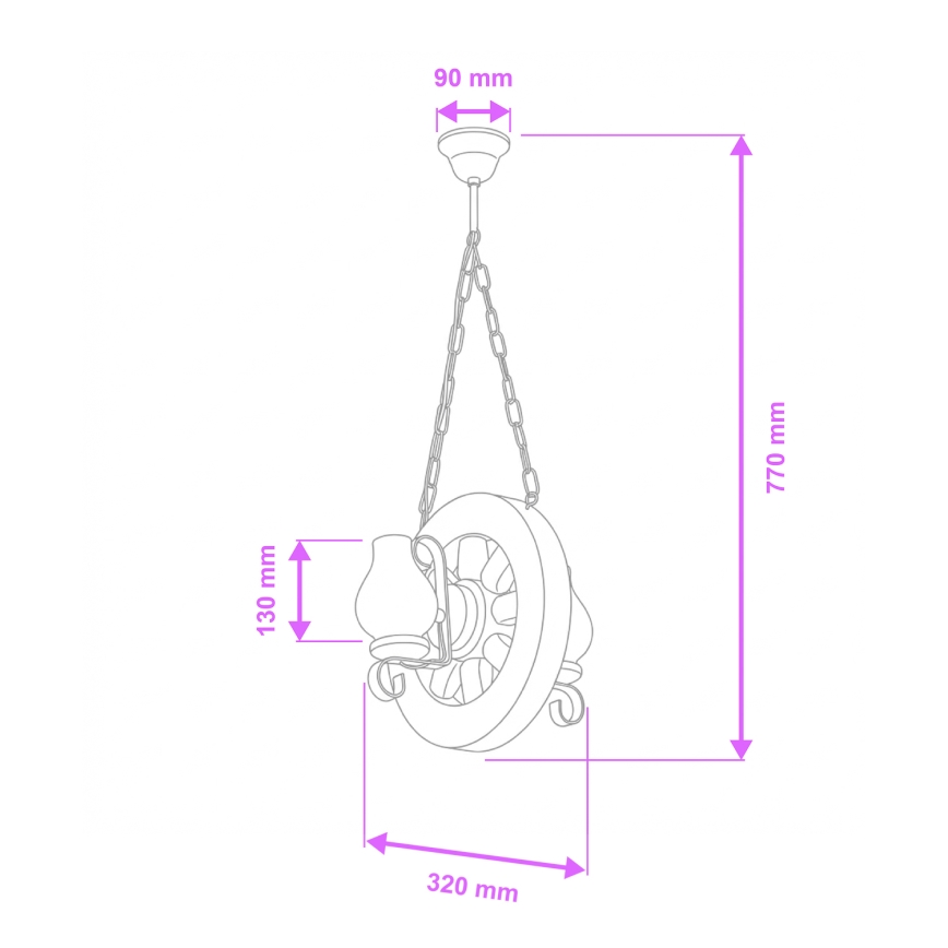 Brilagi - Hanglamp aan een ketting ROATA 2xE14/40W/230V beuken/walnoot