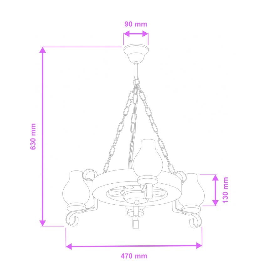 Brilagi - Hanglamp aan een ketting ROATA 3xE14/40W/230V beuken