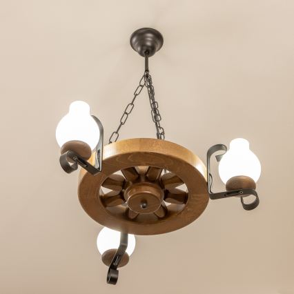 Brilagi - Hanglamp aan een ketting ROATA 3xE14/40W/230V beuken/walnoot