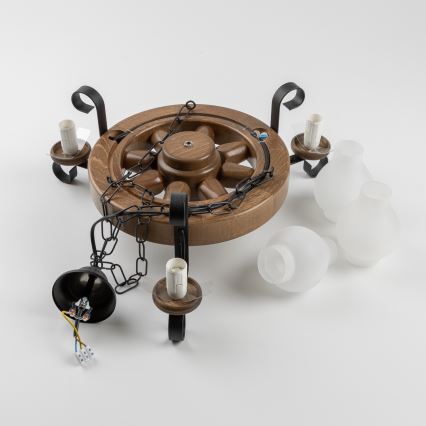 Brilagi - Hanglamp aan een ketting ROATA 3xE14/40W/230V beuken/walnoot