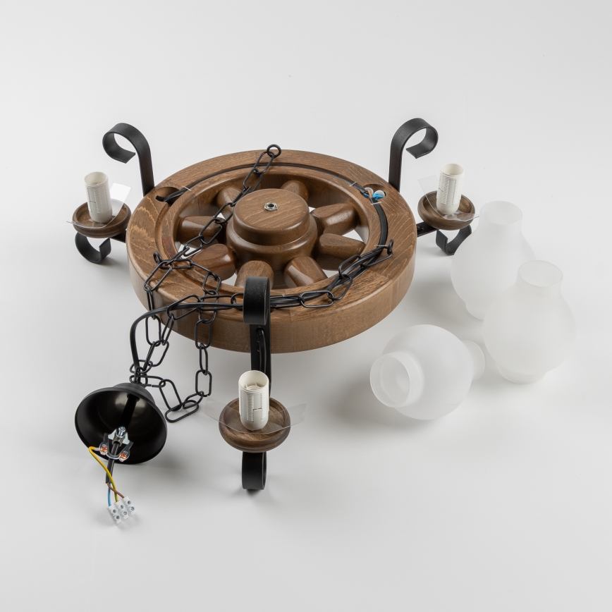 Brilagi - Hanglamp aan een ketting ROATA 3xE14/40W/230V beuken/walnoot