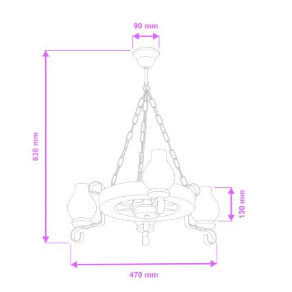 Brilagi - Hanglamp aan een ketting ROATA 3xE14/40W/230V beuken/walnoot
