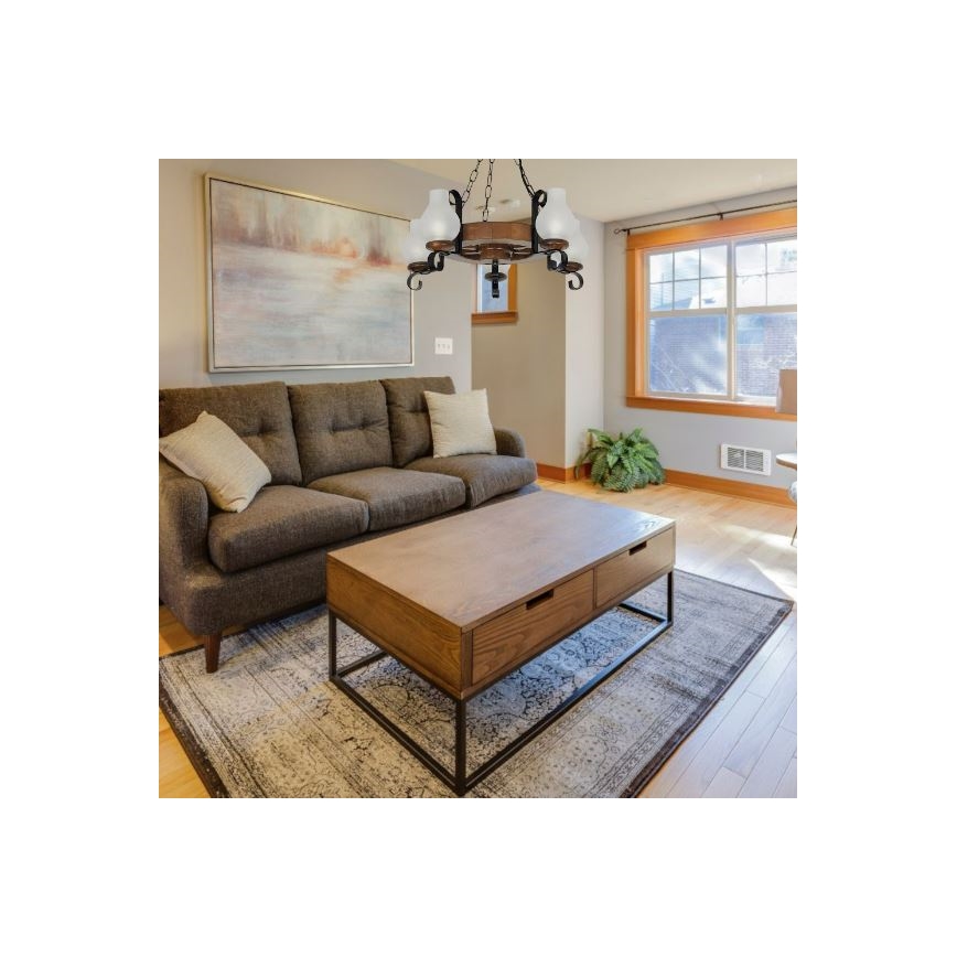 Brilagi - Hanglamp aan een ketting ROATA 5xE14/40W/230V beuken/walnoot