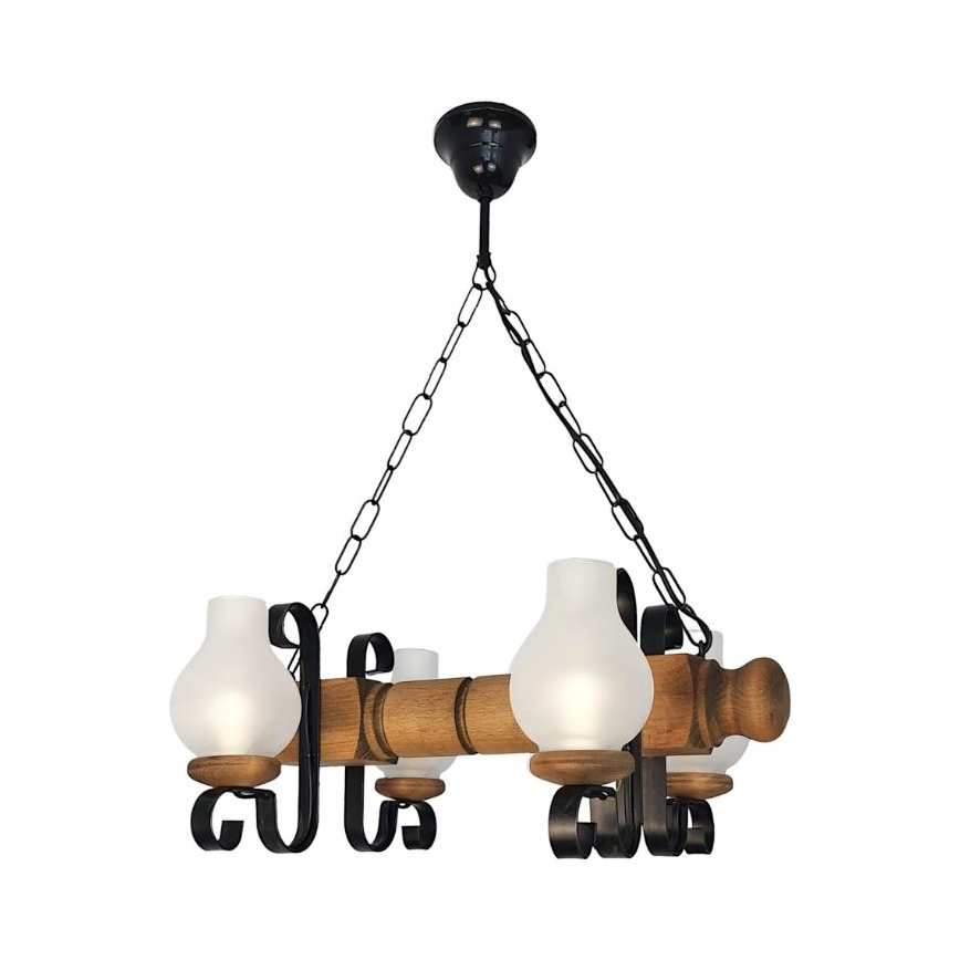Brilagi - Hanglamp aan een ketting RUSTIC 4xE14/40W/230V beuken