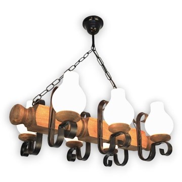Brilagi - Hanglamp aan een ketting RUSTIC 6xE14/40W/230V beuken