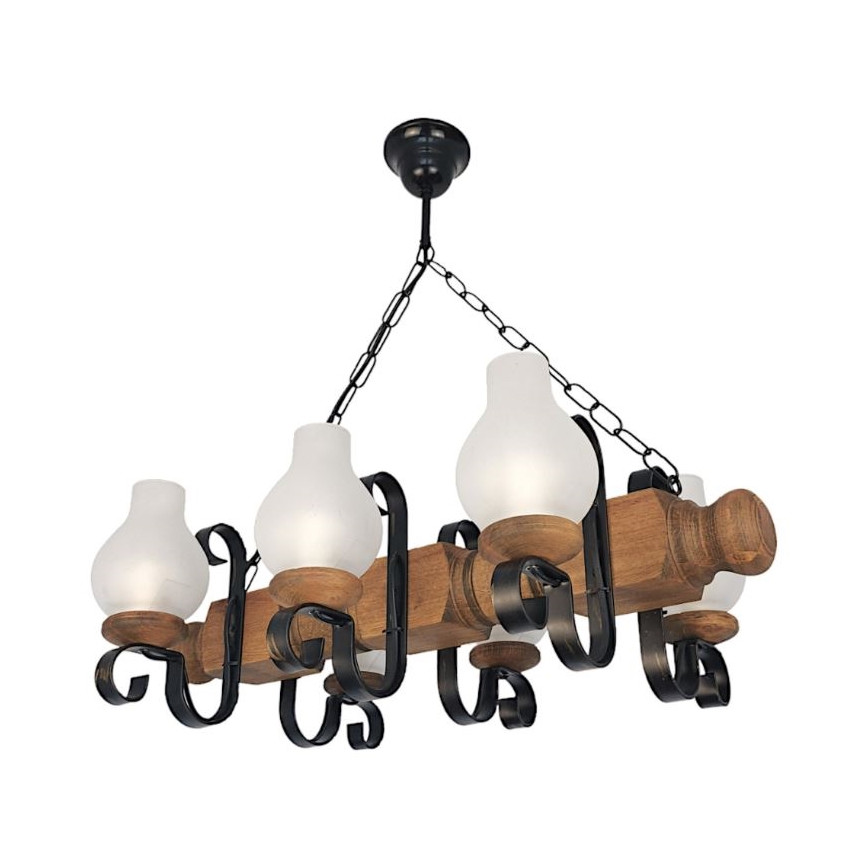 Brilagi - Hanglamp aan een ketting RUSTIC 6xE14/40W/230V beuken