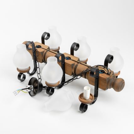 Brilagi - Hanglamp aan een ketting RUSTIC 6xE14/40W/230V beuken