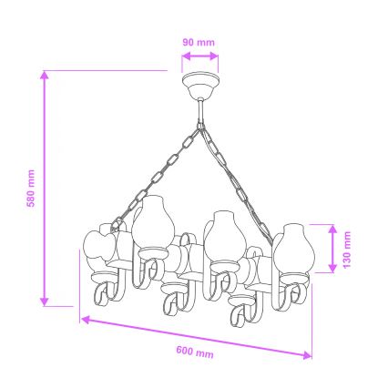 Brilagi - Hanglamp aan een ketting RUSTIC 6xE14/40W/230V beuken