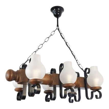 Brilagi - Hanglamp aan een ketting RUSTIC 6xE14/40W/230V beuken/walnoot