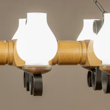 Brilagi - Hanglamp aan een ketting RUSTIC 6xE14/40W/230V beuken/walnoot